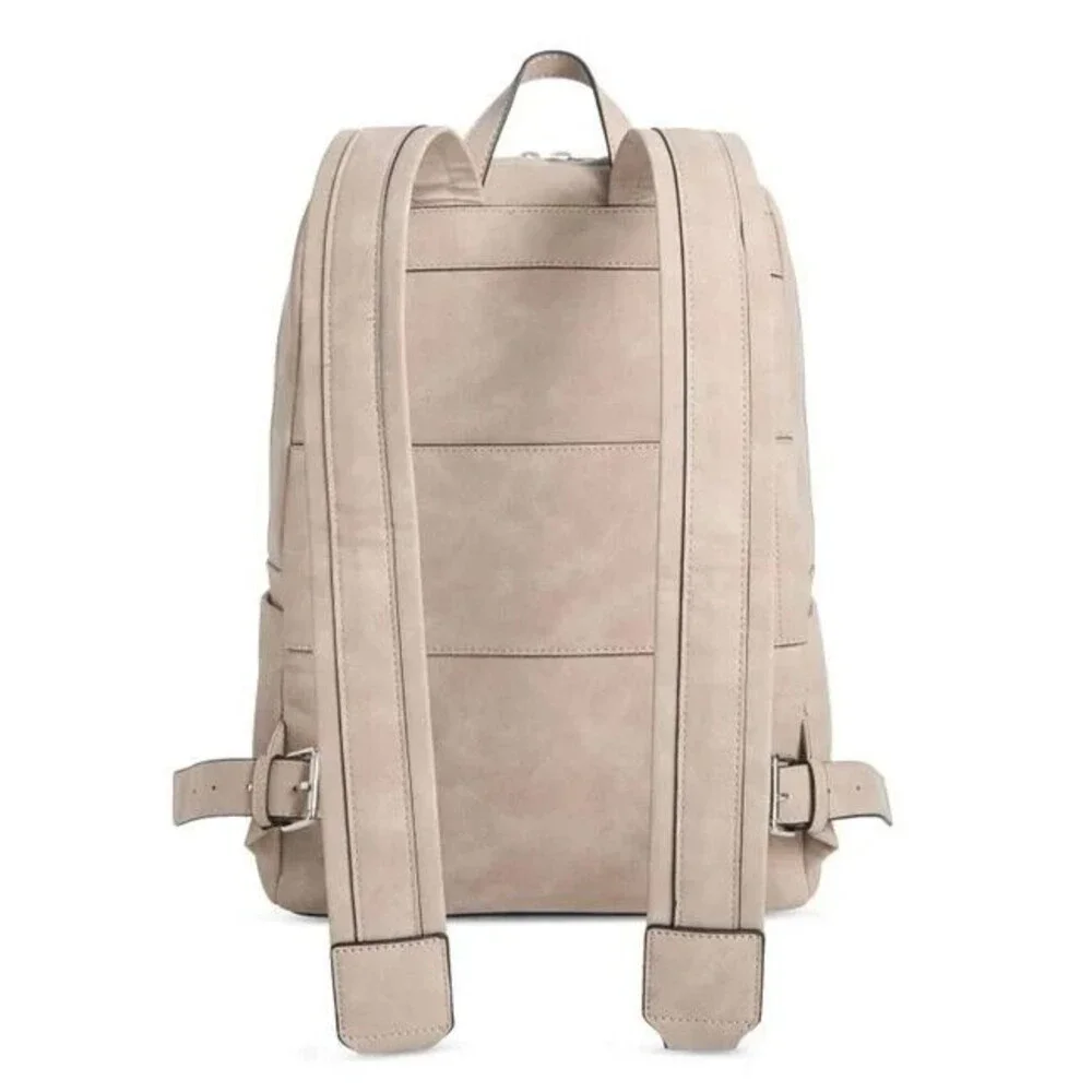 ALFANI Backpack Natural Tan Faux Suede Workwear Travel Business School $99